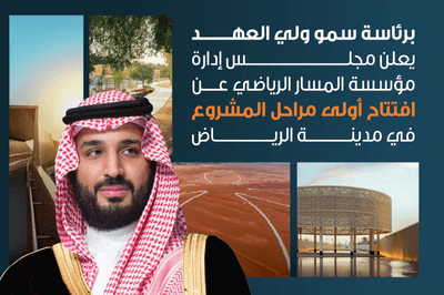 برئاسة سمو ولي العهدمجلس إدارة مؤسسة “المسار الرياضي” يعلن عن افتتاح المرحلة الأولى من المشروع بخمس وجهات أعلن مجلس إدارة مؤسسة الم