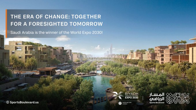 Saudi Arabia is glowing with joy as Riyadh wins the bid to host #WorldExpo2030. We are eager to present to the world our unique qualities and be the focus of attention with an ambitious vision that foresighted the future.  #Sports_Boulevard 
#RiyadhTheWorldChoice